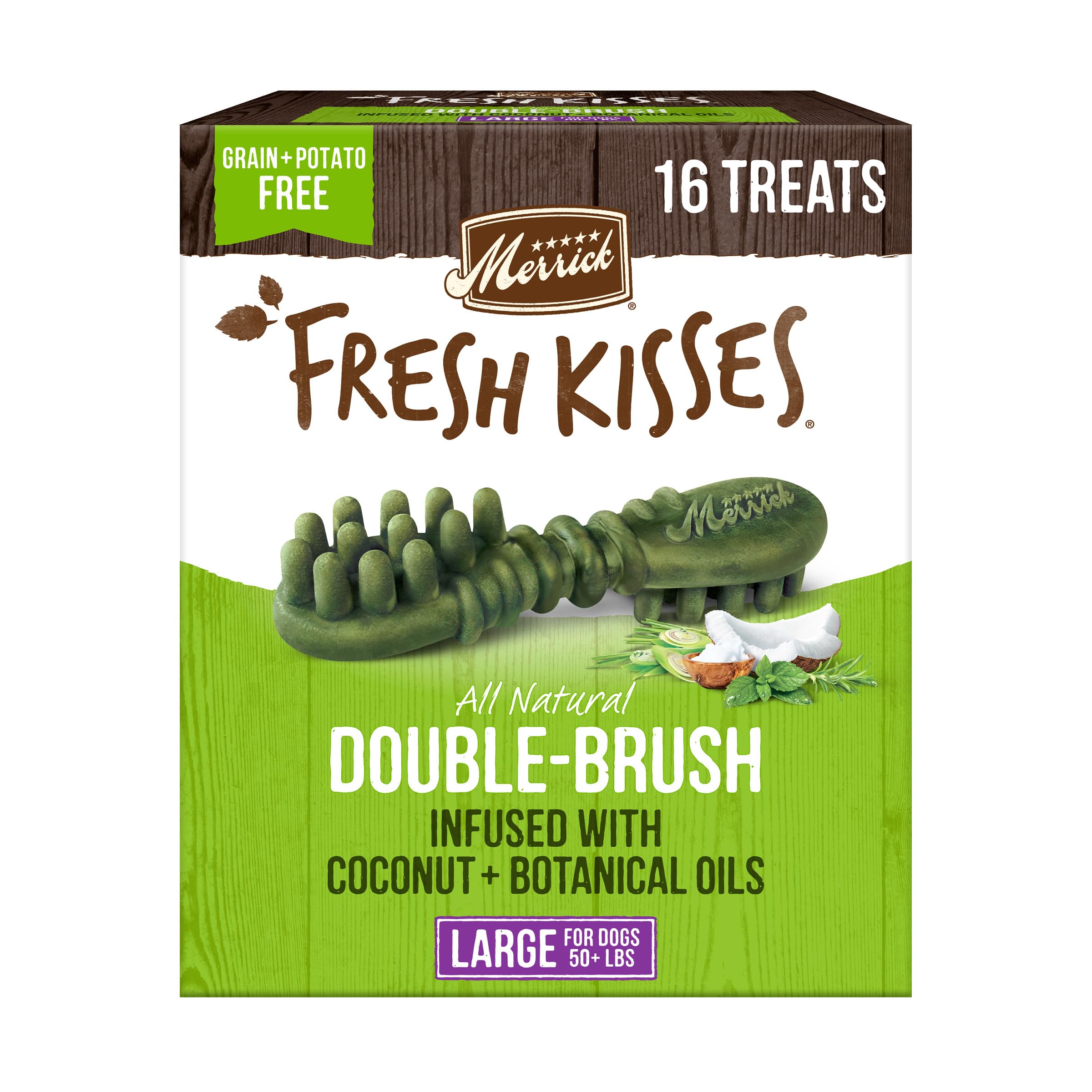 Merrick Fresh Kisses large-dog box for over-50-lb breeds supporting fresh breath.