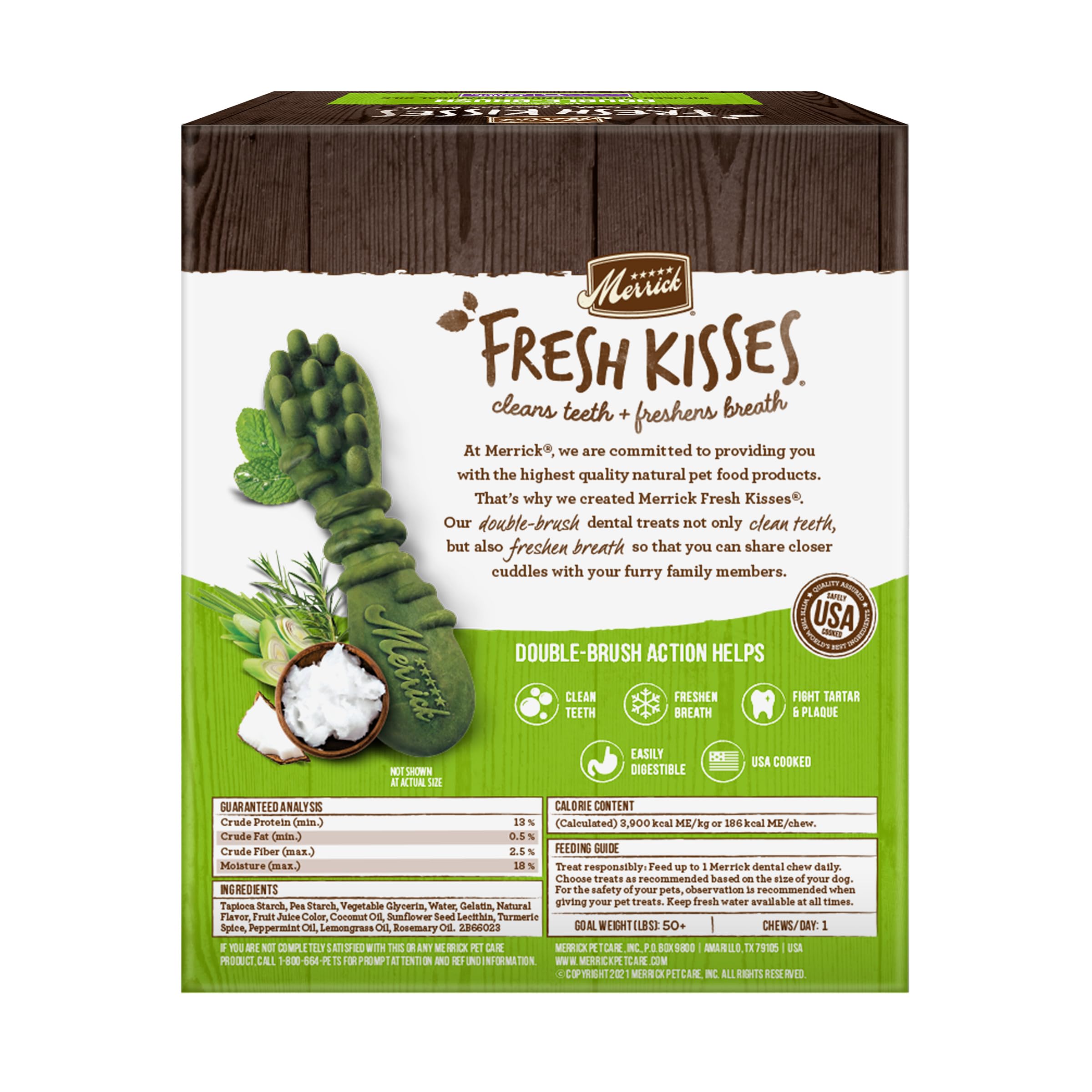 Merrick Fresh Kisses made in USA kitchen ensures quality and safety.