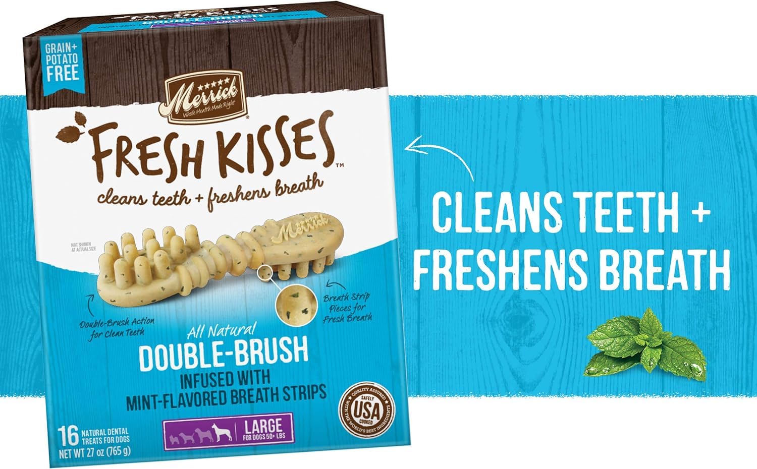Merrick Fresh Kisses packaging with treats on display
