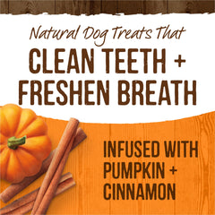 Merrick Fresh Kisses pumpkin-dusted treat close-up highlighting real pumpkin aroma.