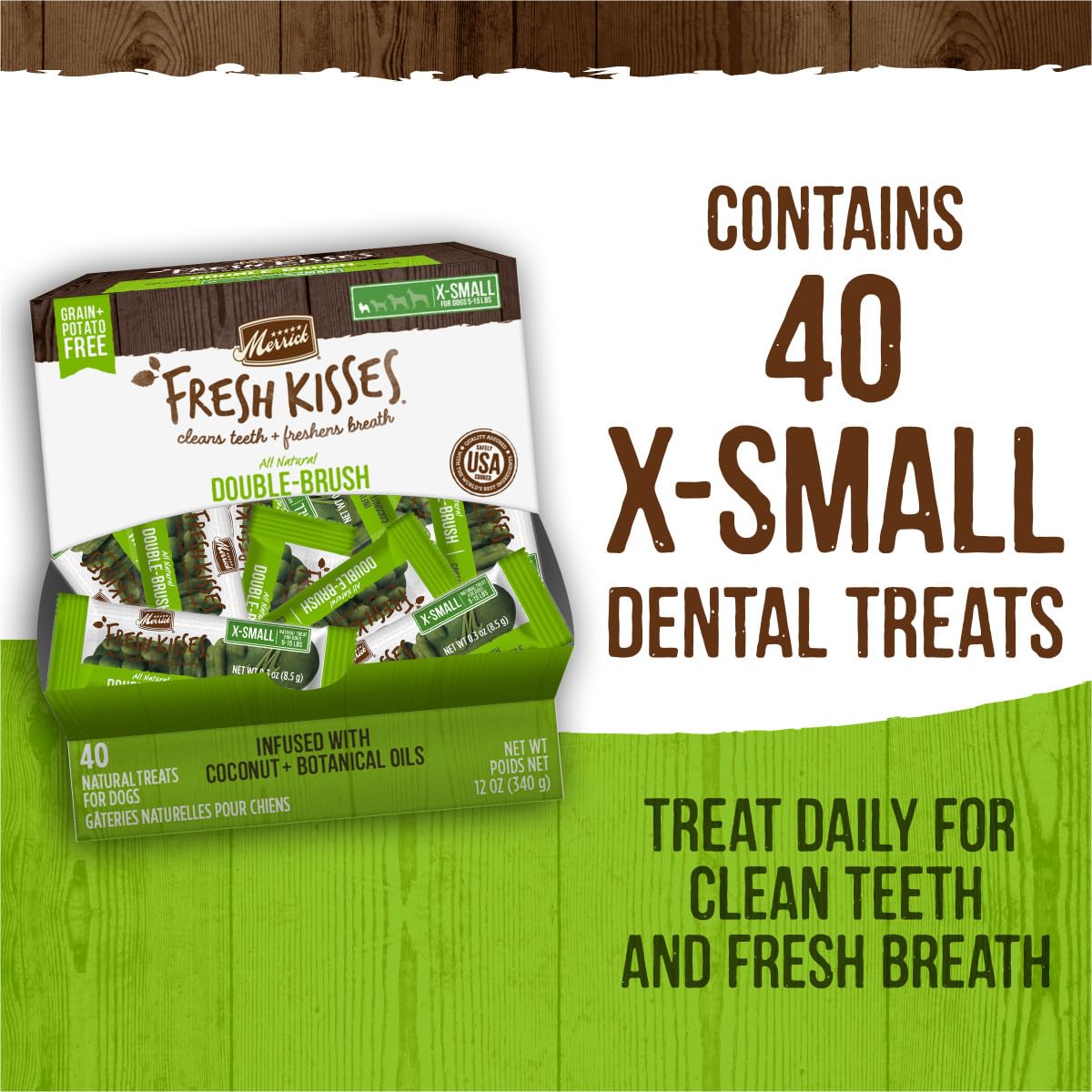 Merrick Fresh Kisses small-dog dental treats for daily tooth cleaning