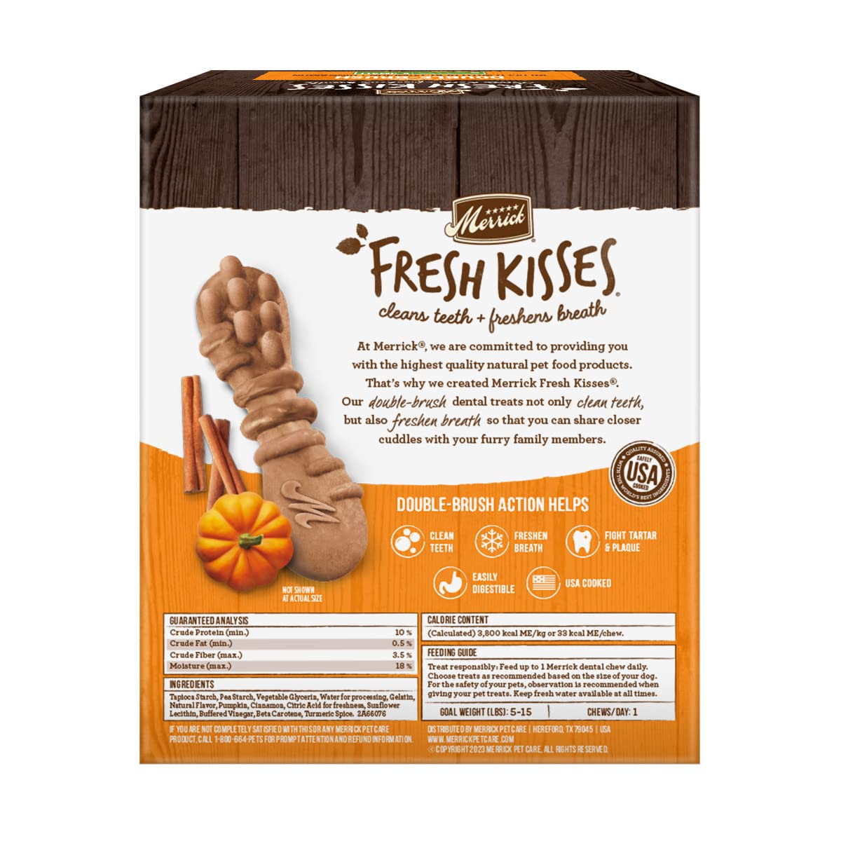 Merrick kitchen-made in Hereford, TX shown as USA-made dog treats.