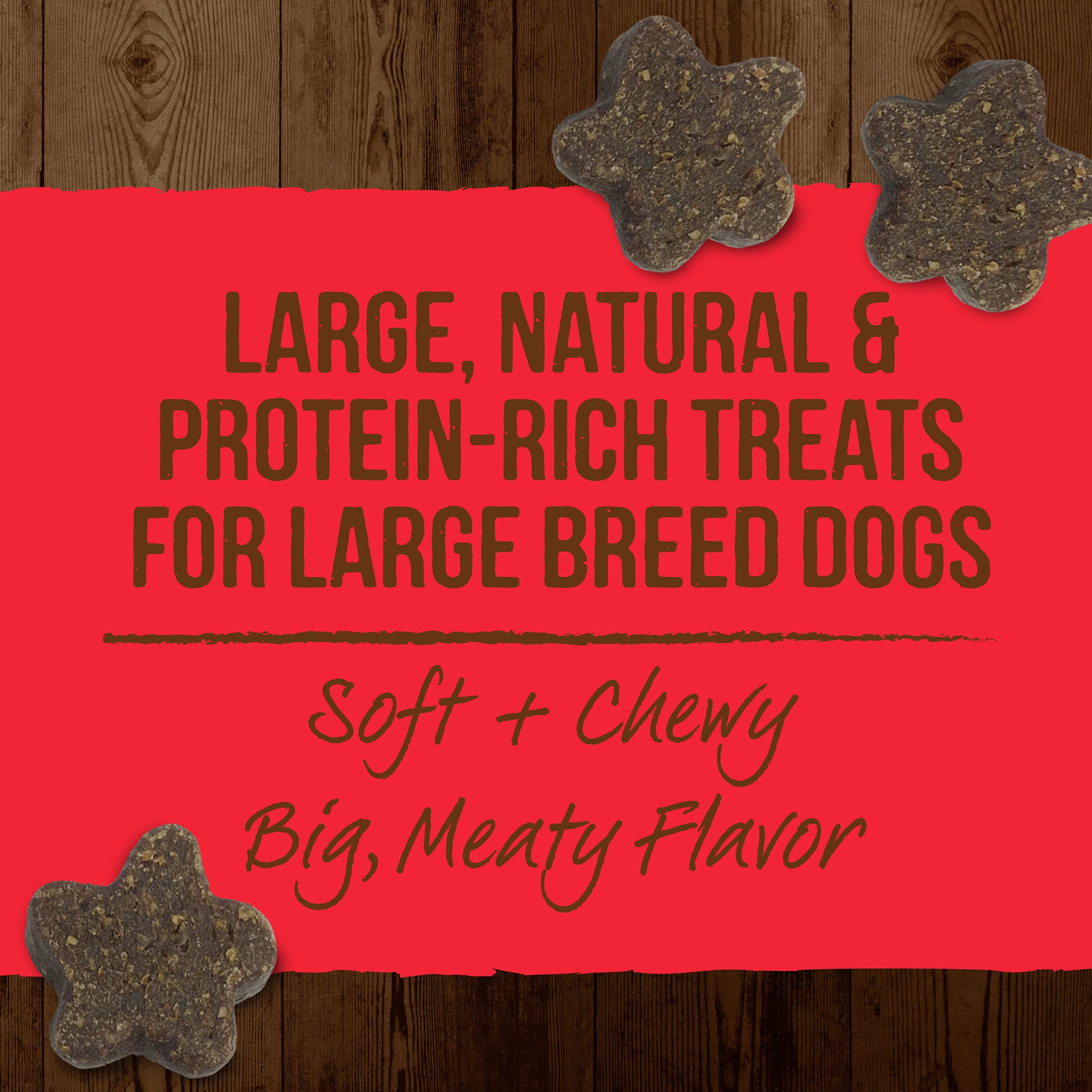 Merrick Power Bites close-up of real deboned beef highlights protein