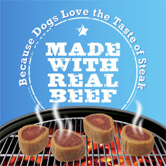 Merrick Purina T-Bonz Filet Mignon soft medallions close-up for training rewards.