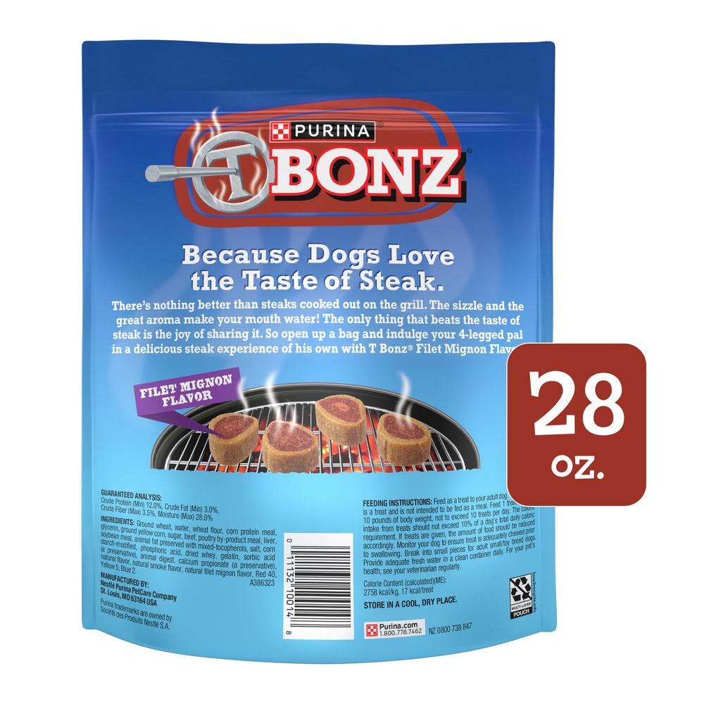 Merrick Purina T-Bonz Filet Mignon dog treats used as a training reward.