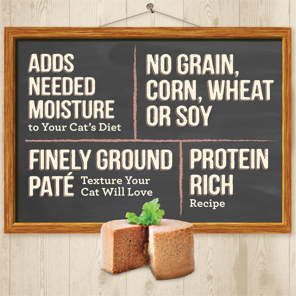 Merrick Purrfect Bistro chicken pate texture close-up shows smooth pate ideal for picky eaters.