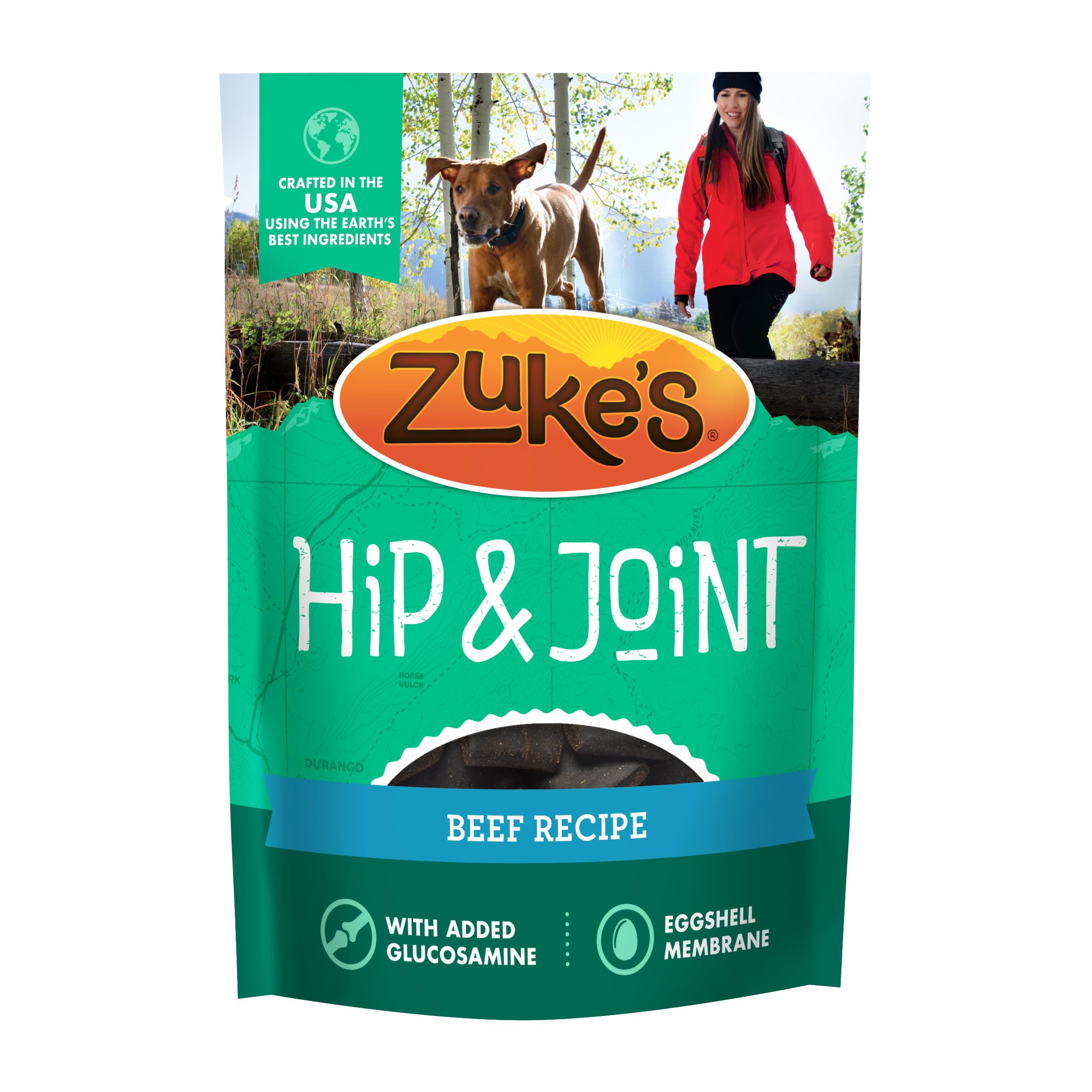 Merrick Zuke’s Hip and Joint packaging shown with resealable pouch for easy storage.