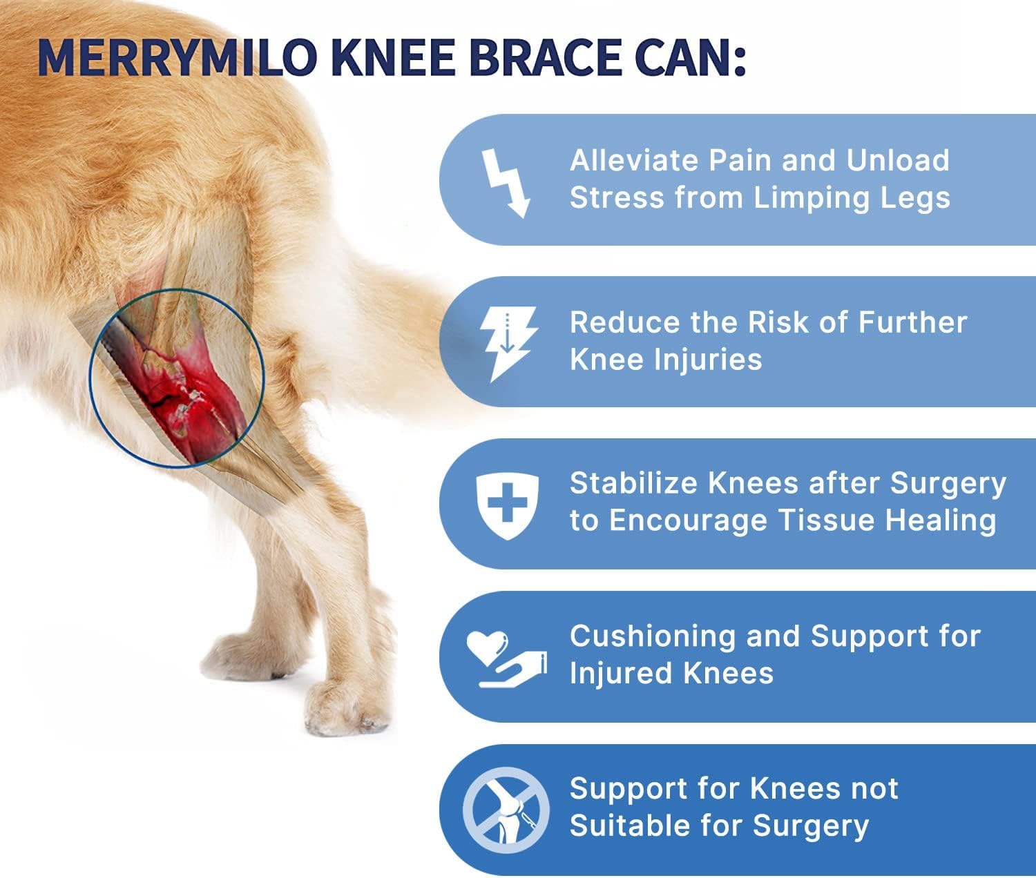 MerryMilo knee brace adjustable strap close-up demonstrates secure fit for walking.