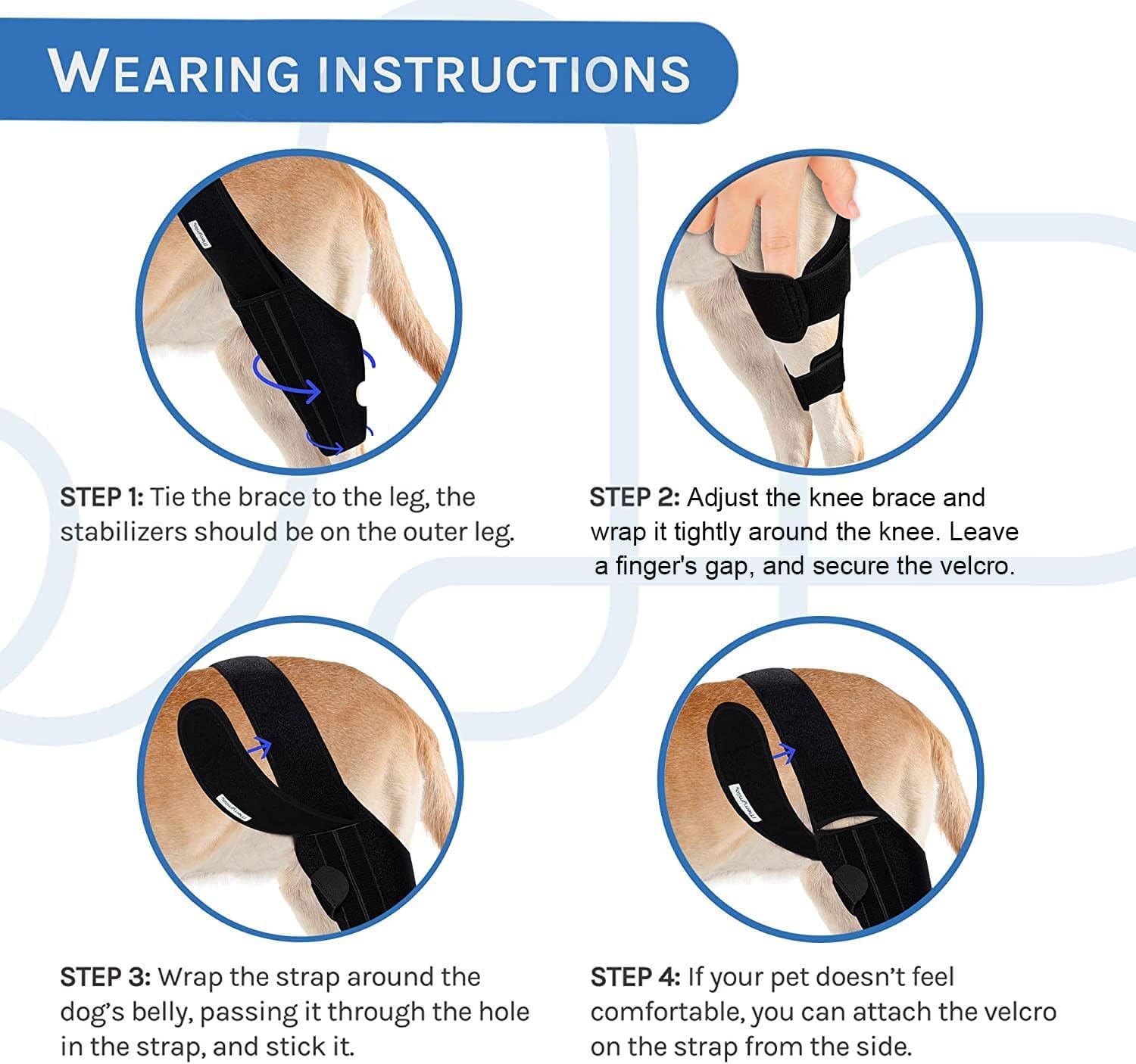 MerryMilo dog knee brace soft-sleeve material offers comfortable all-day wear.