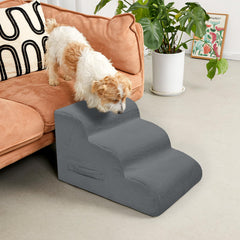 Mesa Lemon dog stairs 3-step helps small pets reach beds and sofas.