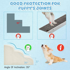 Mesa Lemon dog stairs side-view beige showing anti-slip bottom for secure use