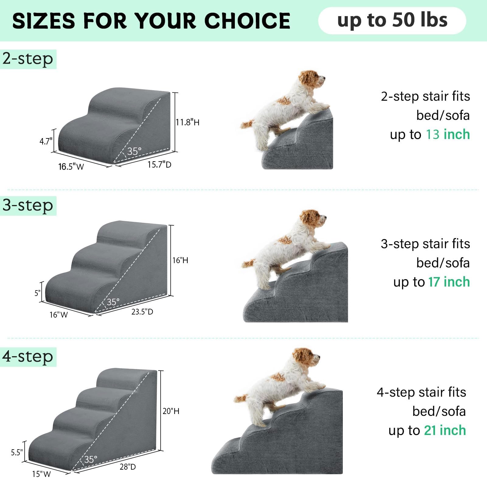 Mesa Lemon dog stairs on sofa in use anti-slip grip for safe pet climbs
