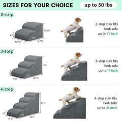 Mesa Lemon dog stairs on sofa in use anti-slip grip for safe pet climbs