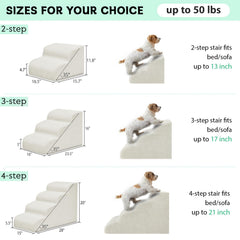 Mesa Lemon dog stairs three-step beige providing versatile height for beds and couches