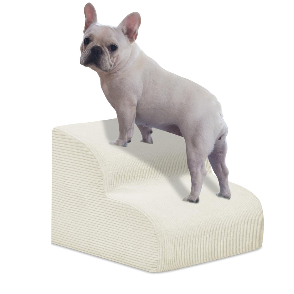 Mesa Lemon dog stairs two-step beige for small dogs with compact, easy-access design