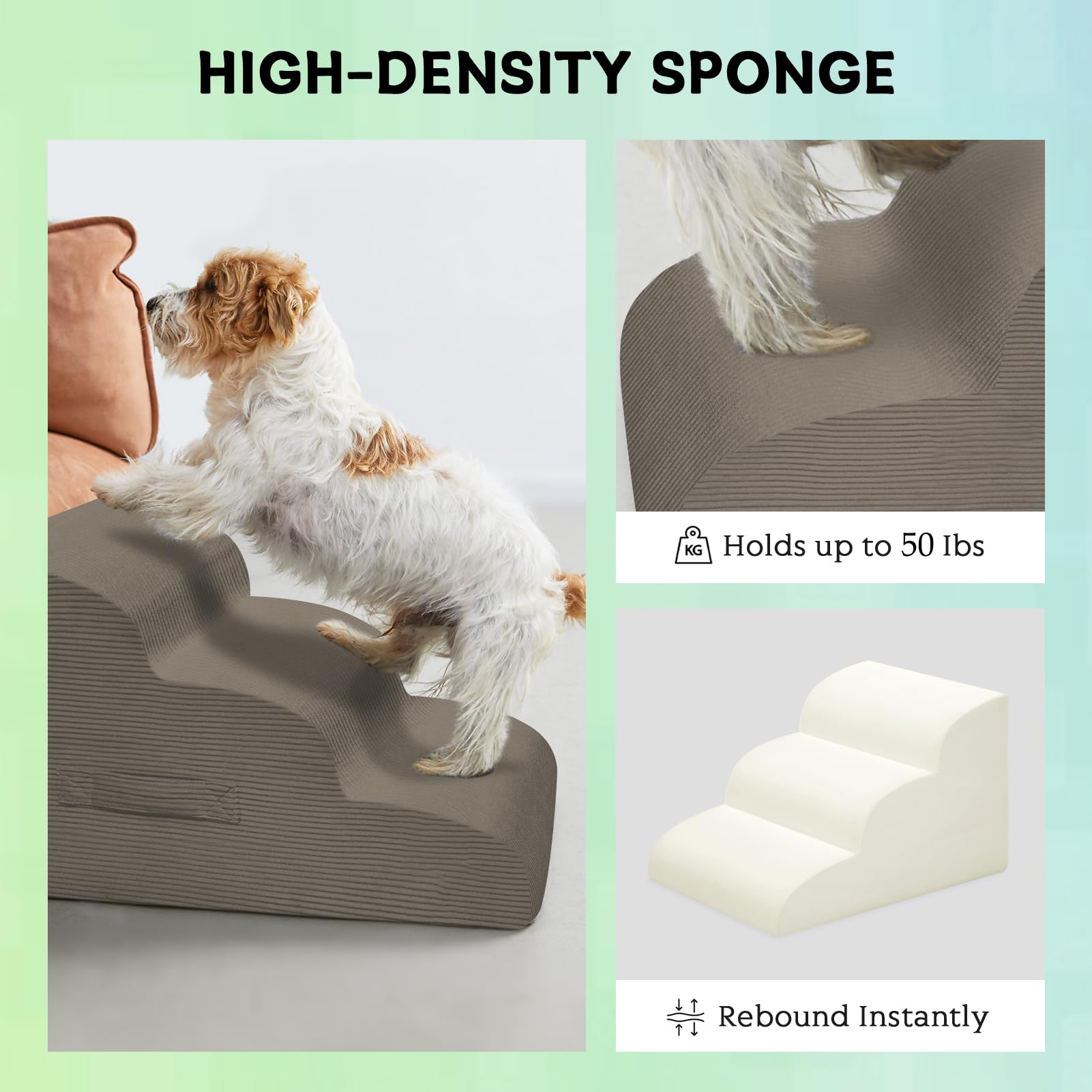 Mesa Lemon foam-core steps are lightweight yet sturdy for pets up to 60 lbs