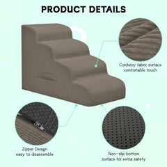 Mesa Lemon dog steps four-step assembled demonstrates high bed reach and stable footing.