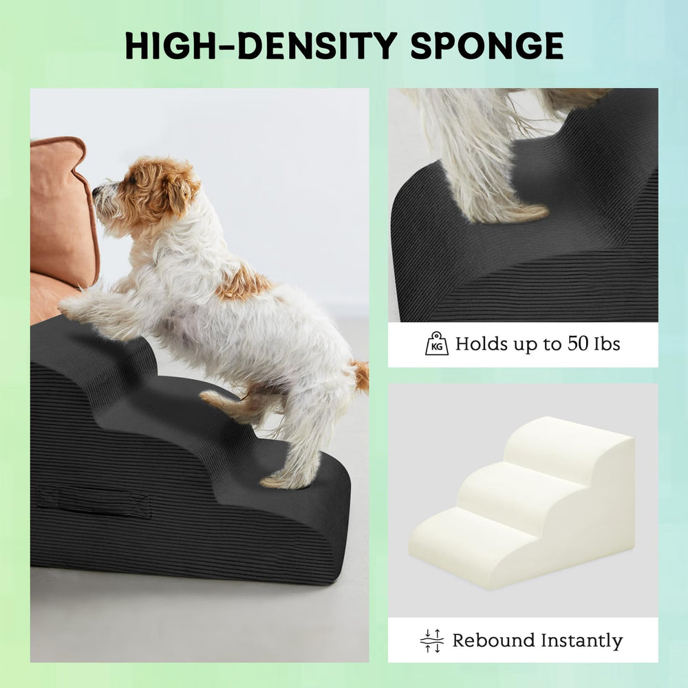 Mesa Lemon dog steps placed on sofa edge for effortless access.