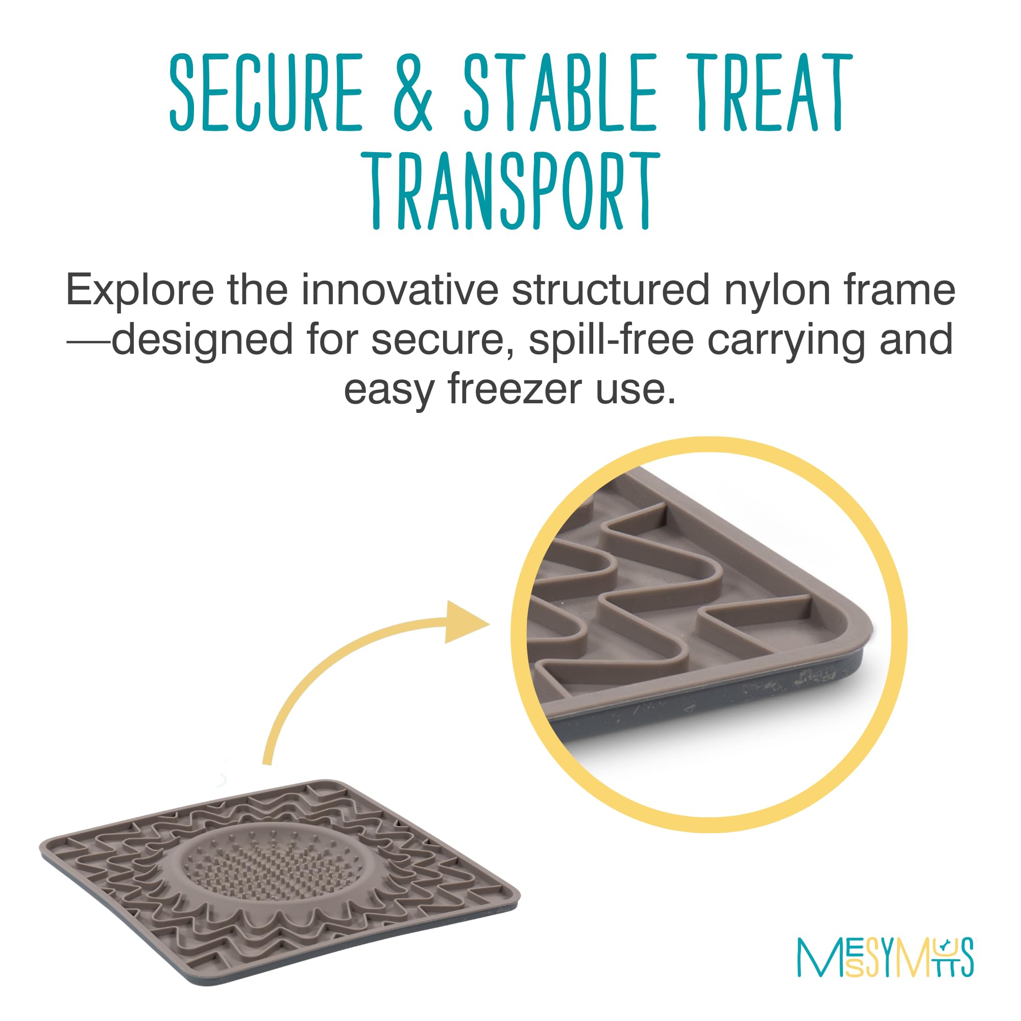 Messy Mutts silicone licking mat grey ultra durable and BPA free for safe use.