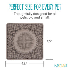 Messy Mutts silicone licking mat grey closeup shows durable silicone with textured nubs for licking.