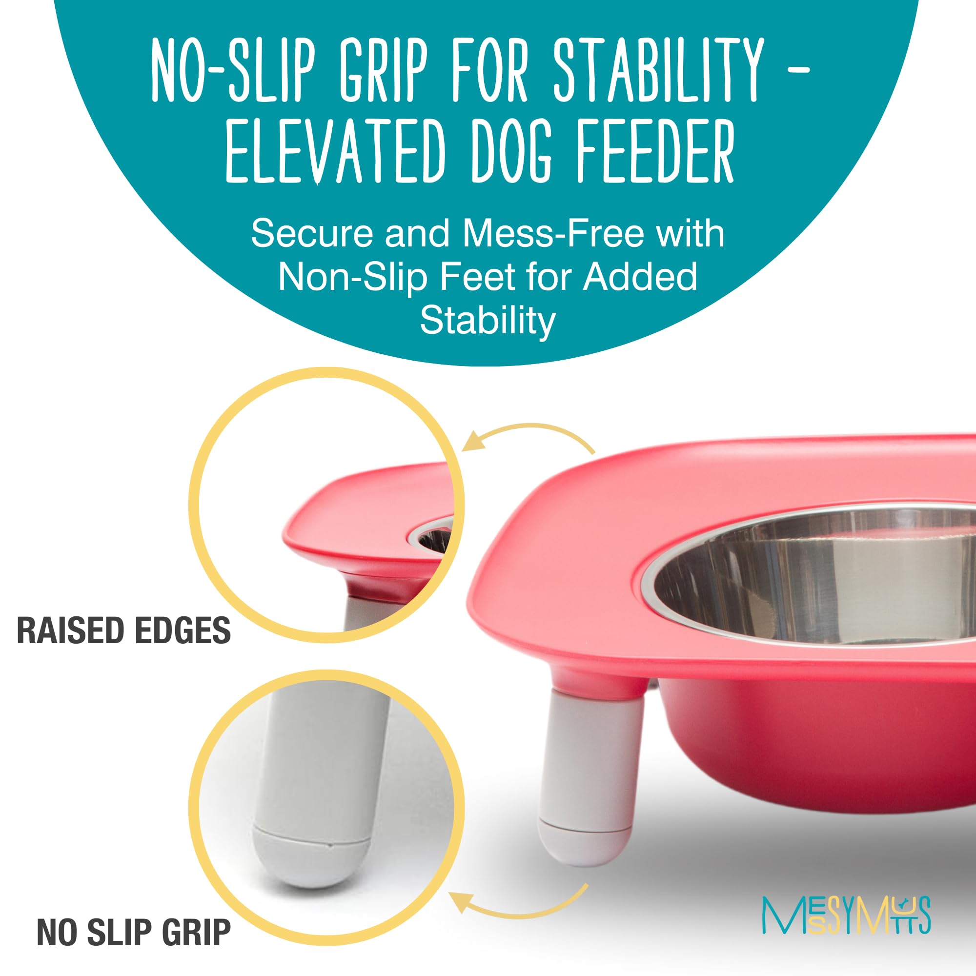 Messy Mutts elevated double feeder at 10-inch height aids tall dogs with comfortable posture