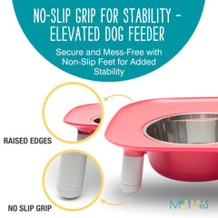 Messy Mutts elevated double feeder at 10-inch height aids tall dogs with comfortable posture