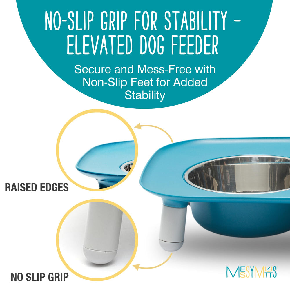 Messy Mutts 10-inch height adjustable feeder for tall dogs.