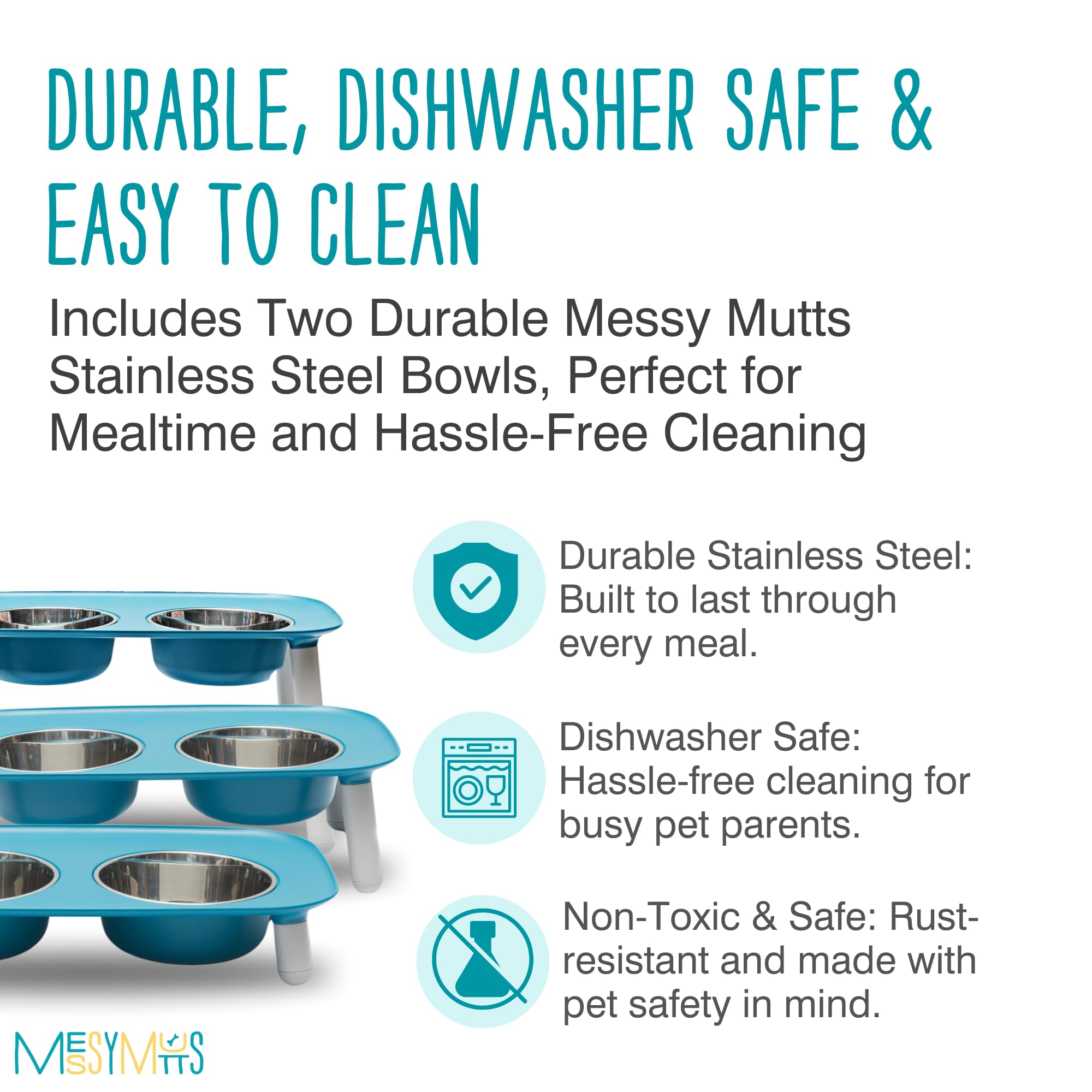 Messy Mutts 3-inch height adjustable feeder for growing dogs.