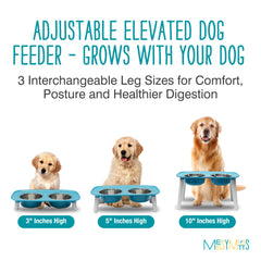 Messy Mutts 5-inch height adjustable feeder supports mid-size pets.