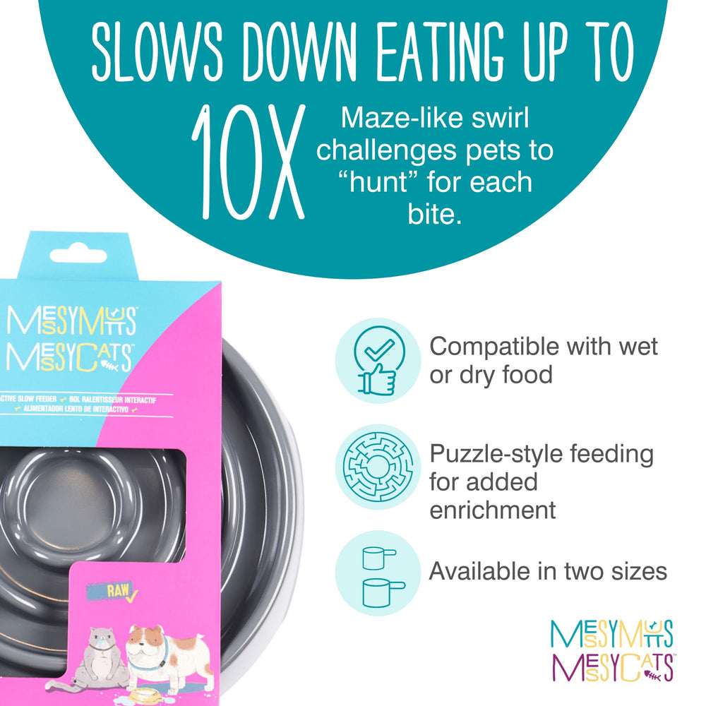 Messy Mutts interactive slow-feeder bowl puppy-sized opening aids portion control and engagement.