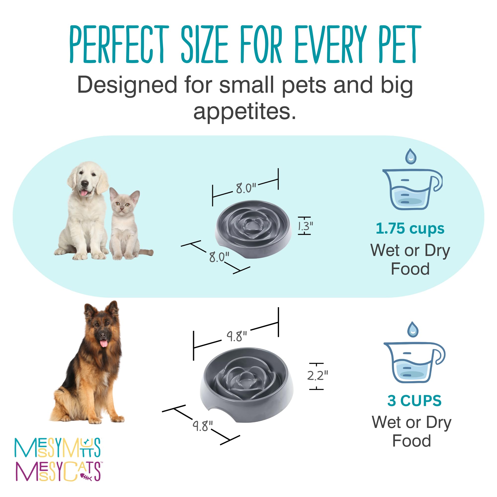 Messy Mutts slow-feeder bowl is dishwasher-safe and easy to clean after meals.