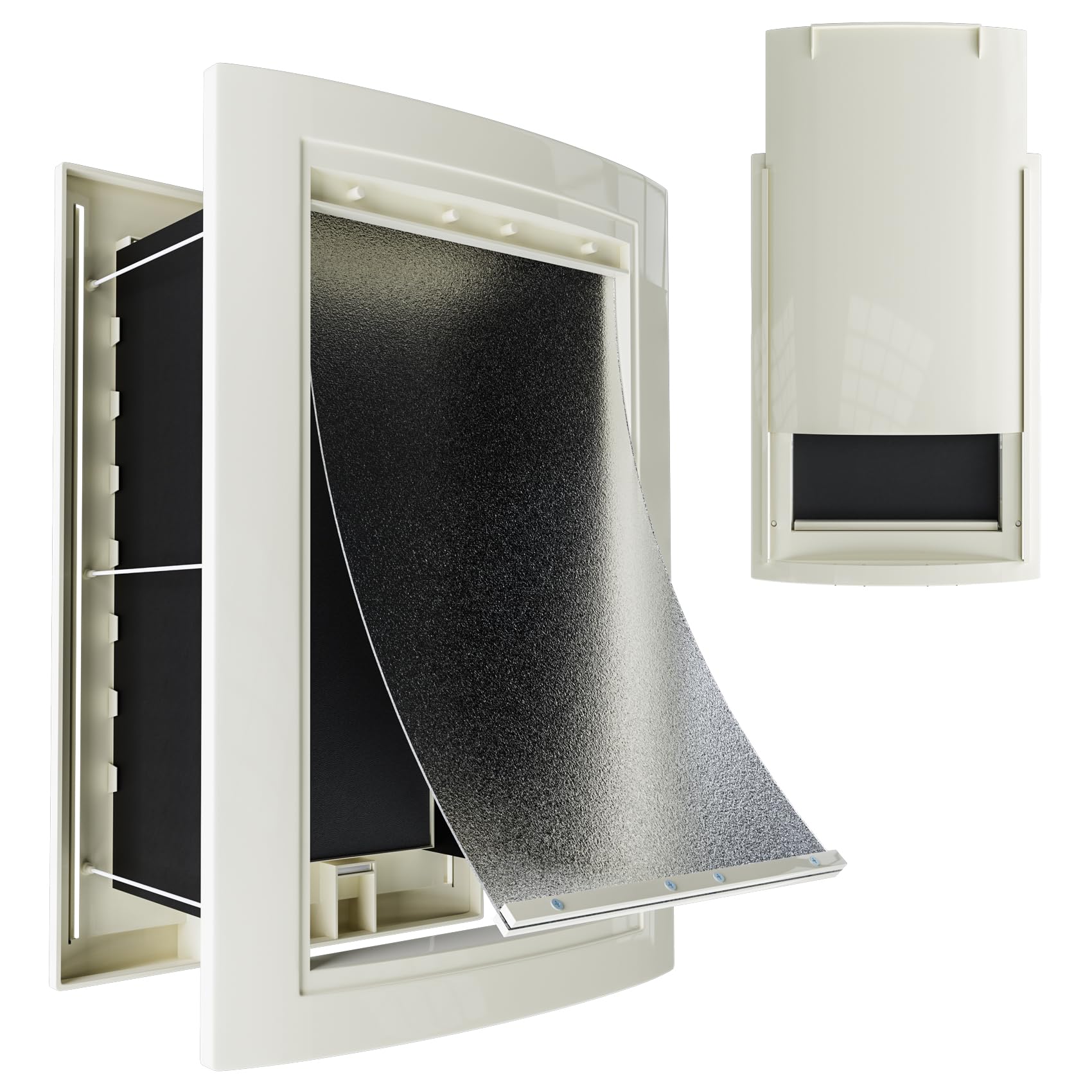 mestyl dog door 3-flap seal blocks drafts while pet passes smoothly