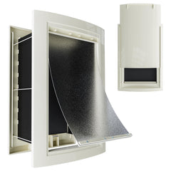 mestyl dog door 3-flap seal blocks drafts while pet passes smoothly