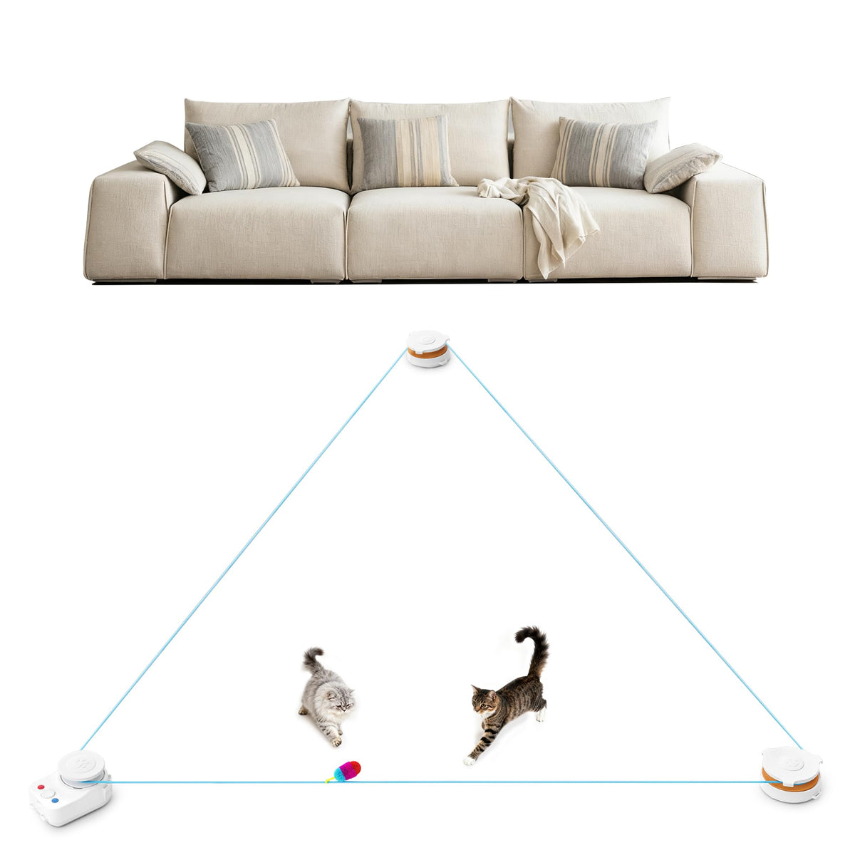 Metiya interactive cat toy with stable base keeps indoor cats safe during play.