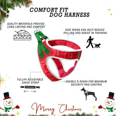 Metric USA Comfort Fit Christmas harness secure buckle keeps dogs safely supported.