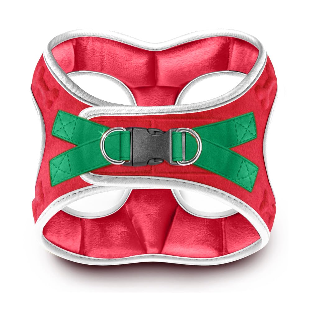Metric USA Comfort Fit Christmas harness front view illustrating festive design for easy, cheerful walks.
