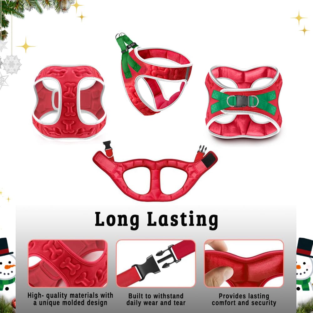 Metric USA Comfort Fit Christmas harness holiday pattern perfect for photos.