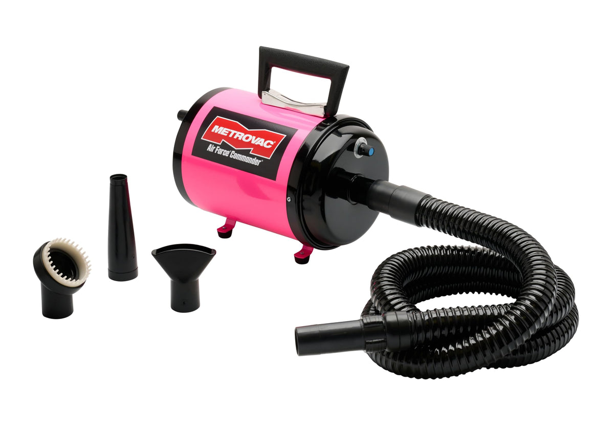 METROVAC AFTD-3V Pink front view demonstrates compact, mobile grooming for quick dries.