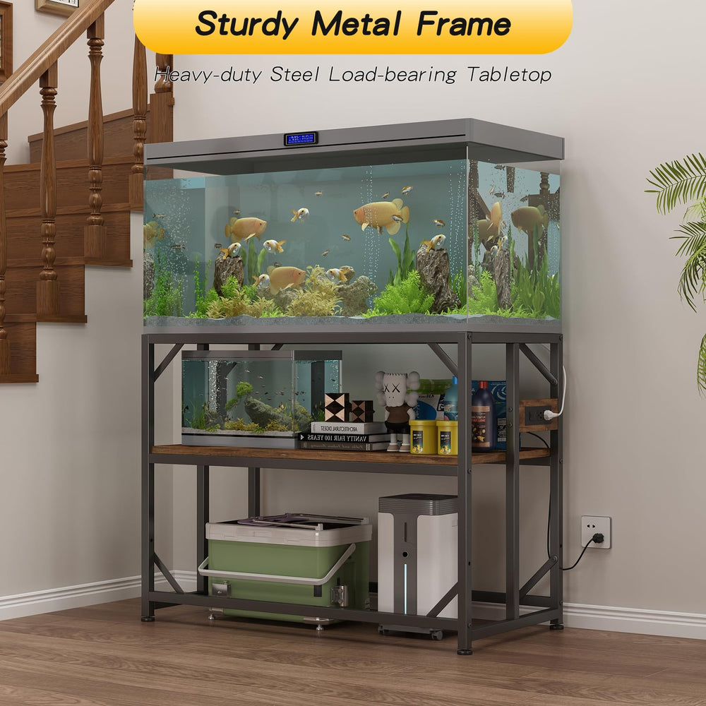 METYERRY aquarium stand with power outlets for convenient equipment access