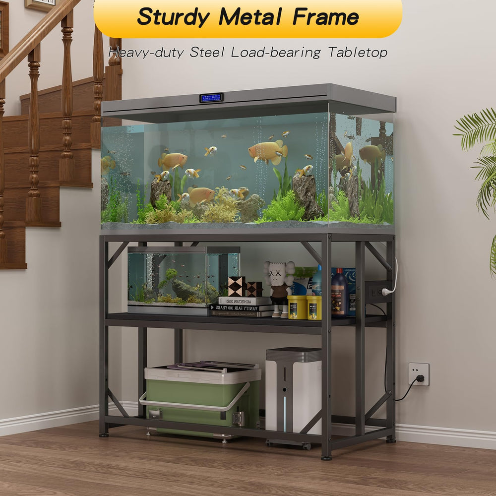 METYERRY aquarium stand side view with stable feet for uneven floors