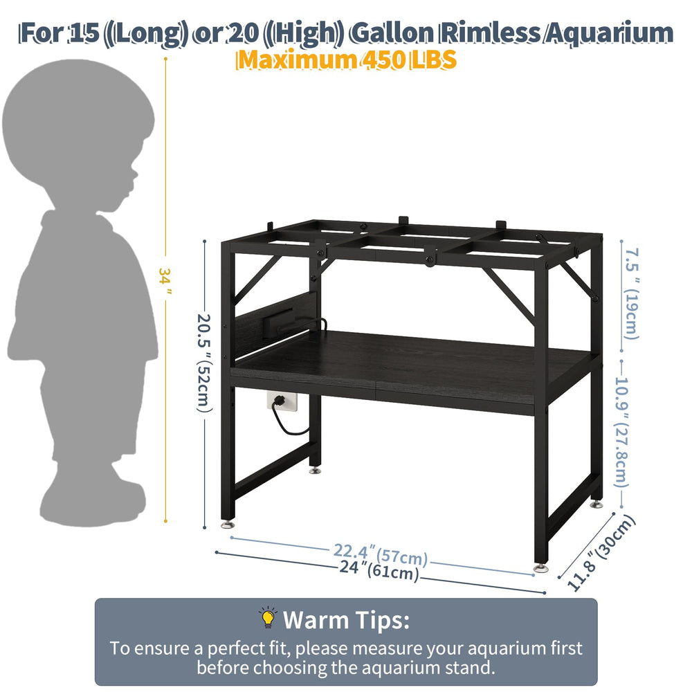 METYERRY heavy-duty metal frame provides robust support for tanks and accessories.