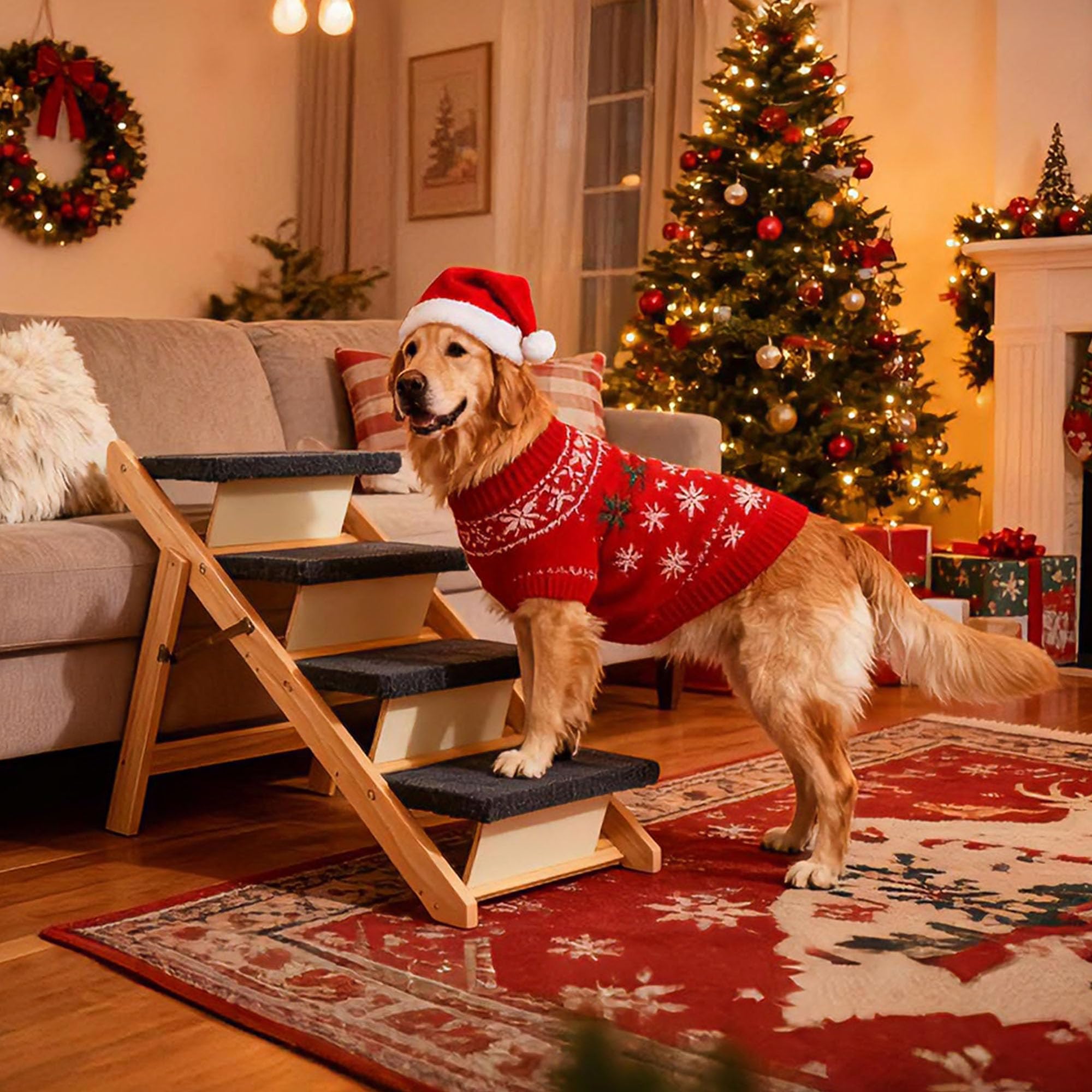 MEWANG wood pet stairs 2-step ideal for sofas and small dogs