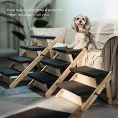 MEWANG wood pet stairs 4-step higher access for tall furniture
