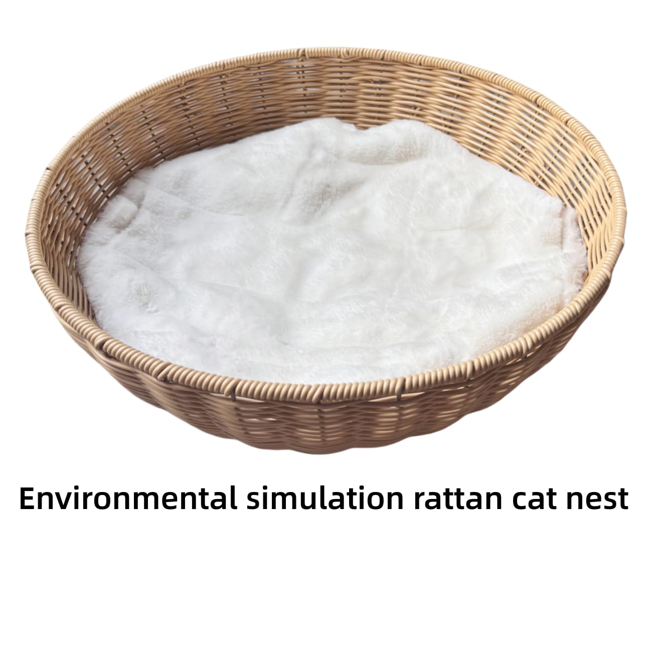 MewJoyee cat nests woven wicker bed provides breathable resting spots for cats