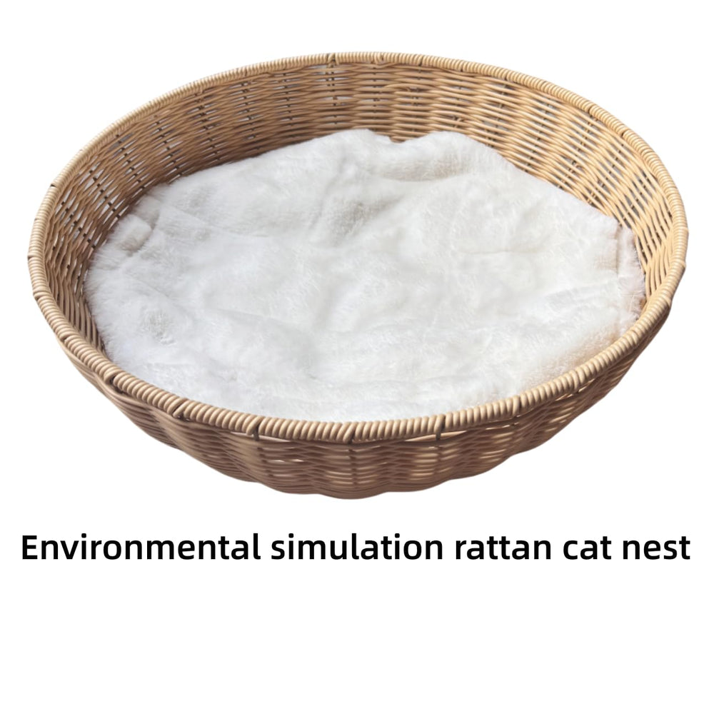 MewJoyee cat nests woven wicker bed provides breathable resting spots for cats