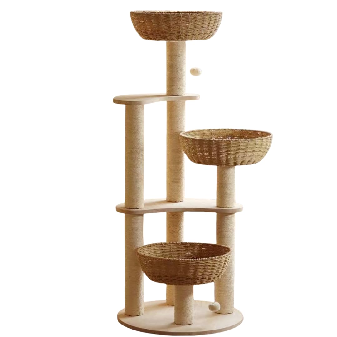 MewJoyee indoor cat tree provides a stylish, space-saving playground