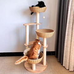 MewJoyee modern cat tree top perch highlights multi-level design for elevated lounging