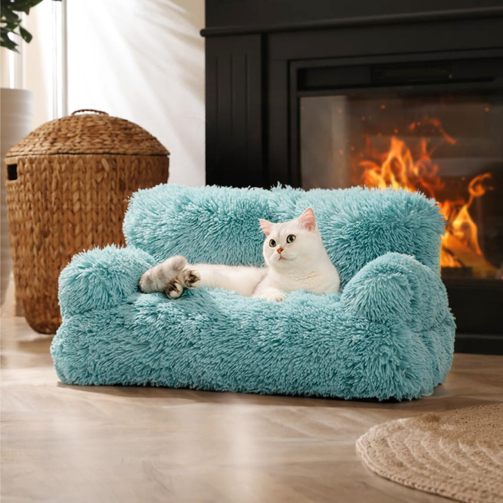 Mewoo dog couch removable cover close-up showing easy cleaning.