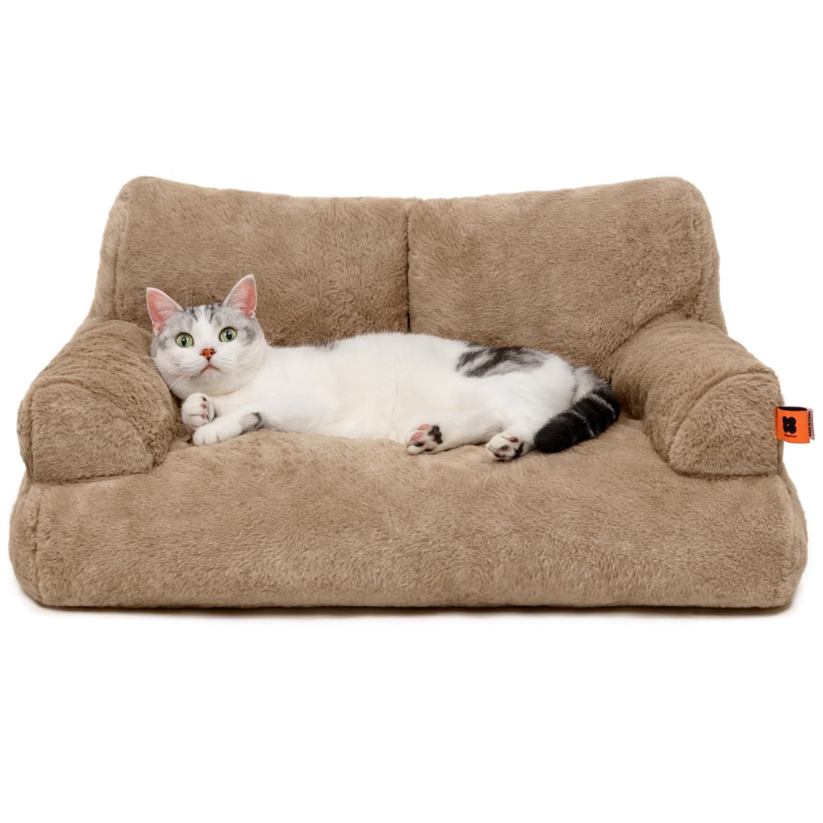 MEWOOFUN Dog Couch Camel front view showing cozy lounging for small dogs and cats