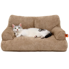 MEWOOFUN Dog Couch Camel front view showing cozy lounging for small dogs and cats